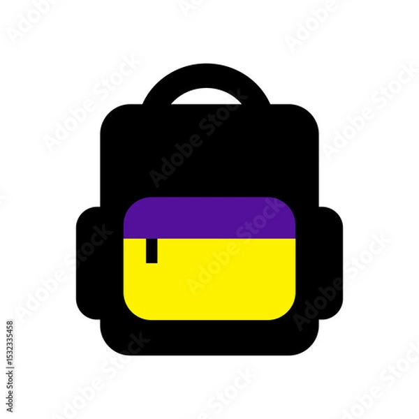 Obraz One backpack icon. School bag symbol, simple rucksack outline, schoolbag pictogram