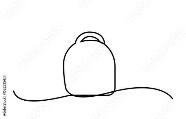 Obraz One line backpack icon. School bag continuous thin line symbol, minimalist rucksack drawing