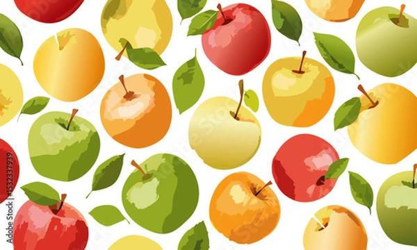 Obraz seamless pattern with falling apples fruits vector design
