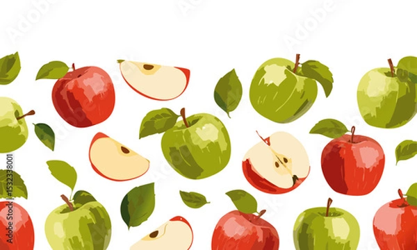 Obraz seamless pattern with falling apples fruits vector design