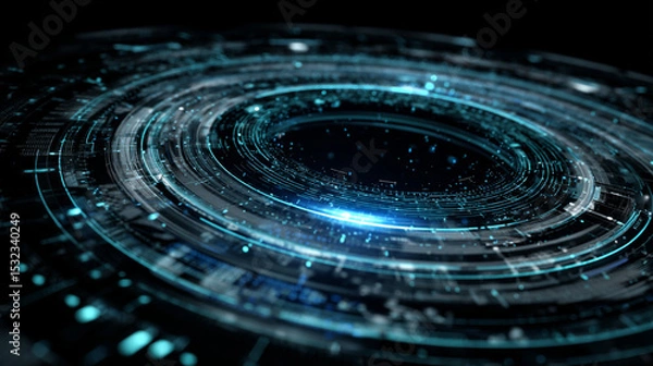 Fototapeta Stunning Abstract Circular Light Vortex: Futuristic Tech Background