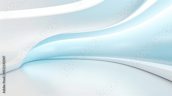 Fototapeta Abstract flowing white background with glowing vibrant resembling waves  futuristic architecture space creating a serene and modern aesthetic