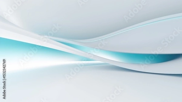Fototapeta Abstract flowing white background with glowing vibrant resembling waves  futuristic architecture space creating a serene and modern aesthetic