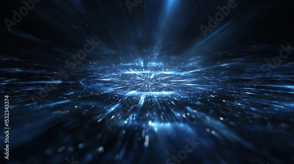 Fototapeta Abstract Blue Glowing Energy: Futuristic Cityscape Background for Design Projects