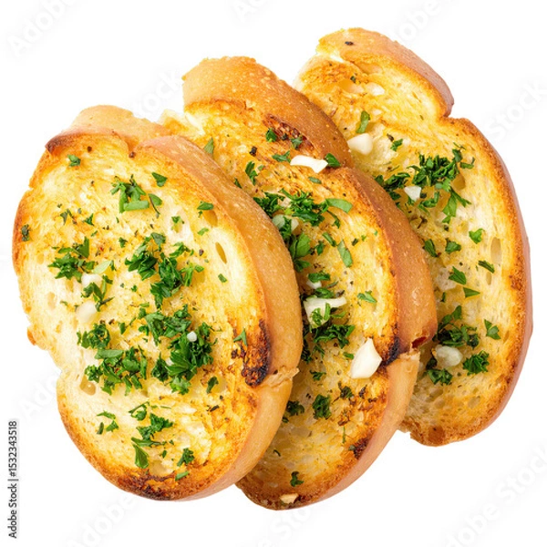 Fototapeta Toasted Baguette Garlic Bread Slices, Appetizer, Transparent Background