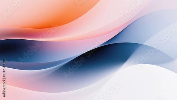 Obraz Abstract Curves Background With Bright Blue Orange Gradient Flow