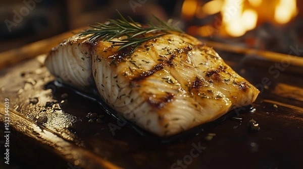 Fototapeta Grilled Fish Recipe: Pan-Seared Perfection with Herb Butter