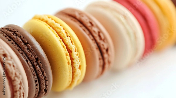 Fototapeta Vibrant Macarons: A Delightful Display of Parisian Pastries