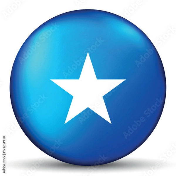 Fototapeta Glass light ball with flag of Somalia. Round sphere, template icon. Somali national symbol. Glossy realistic ball, 3D abstract vector illustration highlighted on a white background. Big bubble.
