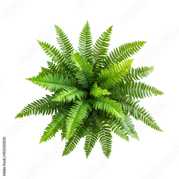Obraz Top View Lush Green Fern Plant Perfect for Botanical Designs and Nature Projects