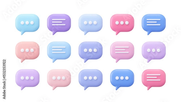 Fototapeta Pastel speech bubble chat message communication social media marketing vector design illustration graphic art