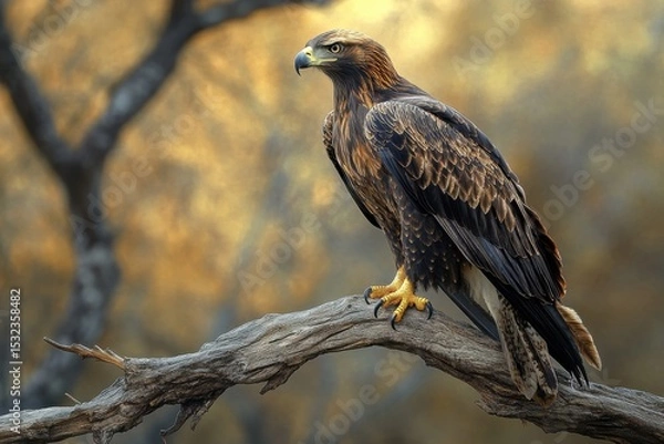 Obraz Crest Eagle. Majestic Eagle perched on a Tree Branch in the Wild