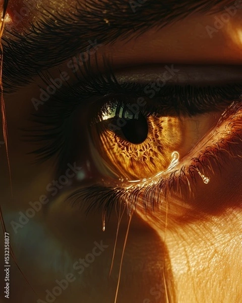 Obraz Crying Broken Heart. Woman's Tearful Eye Expressing Deep Emotion and Suffering
