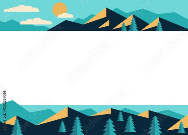 Fototapeta Decoration for brochure or presentation - mountainscape in simple geometric style