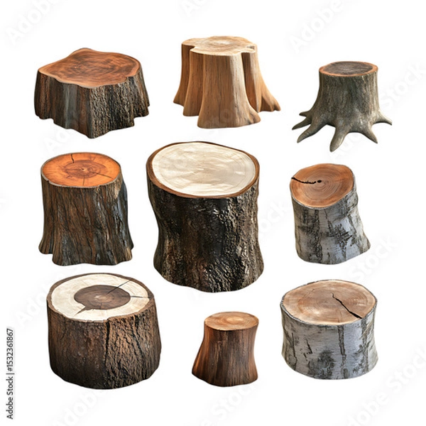 Obraz Collection of Tree Stump Textures Perfect for Design Projects  Backgrounds