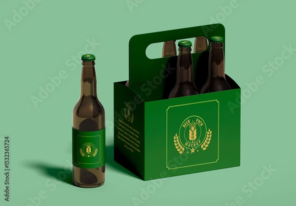 Obraz Beer Bottles With Handle Packaging Mockup