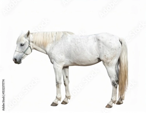 Obraz White horse over white background, no shadow