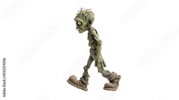 Fototapeta Grumpy 3D zombie character walking side view