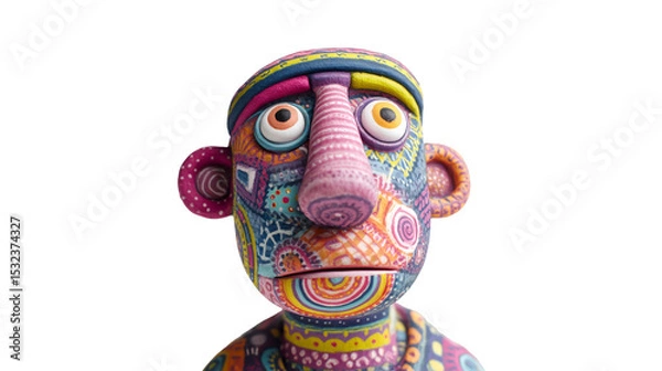 Fototapeta Colorful expressive clay cartoon face close-up