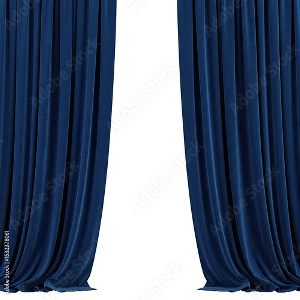 Fototapeta blue curtains isolated on white