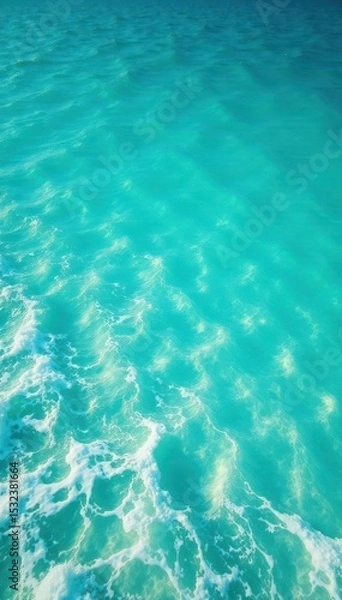 Obraz Crystal clear turquoise ocean, white wave foam , calm, surf