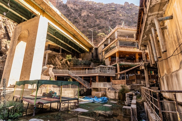 Obraz Road bridge and recreation complex near Bekhal Waterfall, Kurdistan Region of Iraq