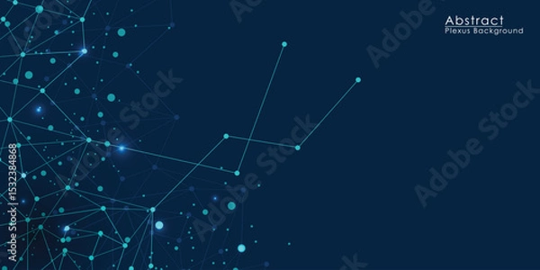 Fototapeta Abstract plexus background with connecting dots and lines.