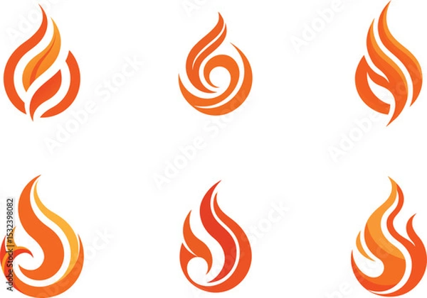 Obraz Six abstract flame logos perfect for branding design projects needing fire symbols energy icons or warm color palettes