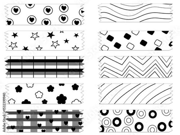 Obraz Minimalist doodle style decorative tape for journals or note paper