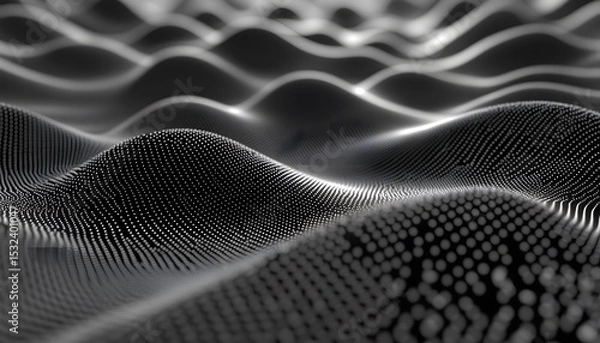 Fototapeta Abstract grayscale design with undulating patterns.