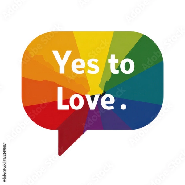 Fototapeta Yes to Love: A vibrant illustration of a speech bubble filled with a spectrum of colors, boldly proclaiming "Yes to Love." An emblem of unity, acceptance, and the beauty of diversity.