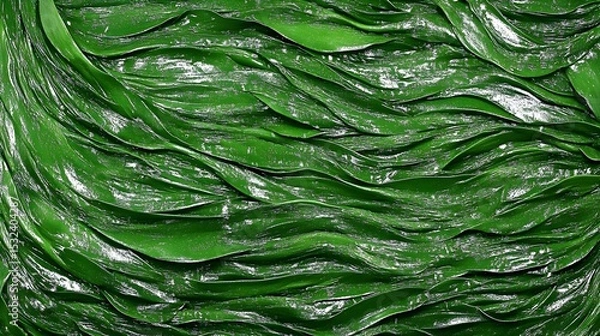 Fototapeta Abstract Green Wave Texture Background Lush Emerald Paint Swirl