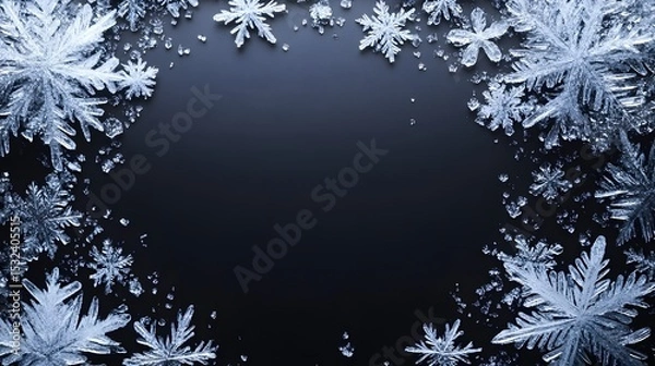 Fototapeta Stunning Snowflake Border on Dark Background Winter Holiday Design