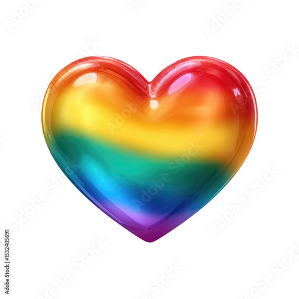 Fototapeta Heart of Rainbow: An emblem of LGBTQ+ pride, a heart, pulsates with the vibrant colors of the rainbow, representing unity and love. A vivid and striking illustration of equality and acceptance.