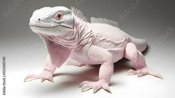 Fototapeta Albino Iguana Reptile Closeup Studio Shot