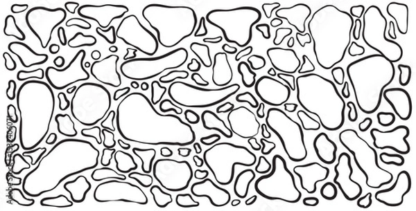 Fototapeta Minimalist abstract background with outline shapes of stones against white. Doodle style stone pattern good for interior design