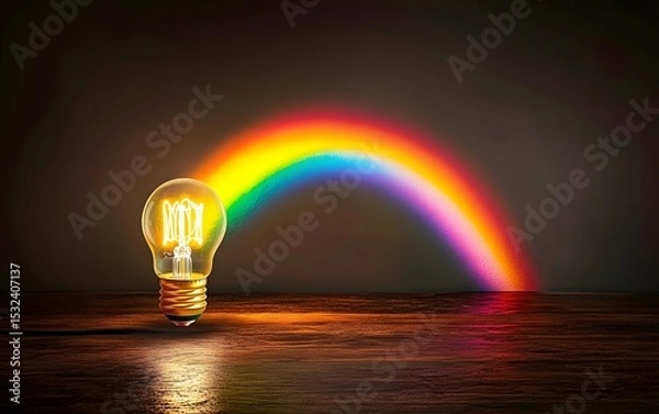 Fototapeta Illuminating Ideas Rainbow Light Bulb Concept