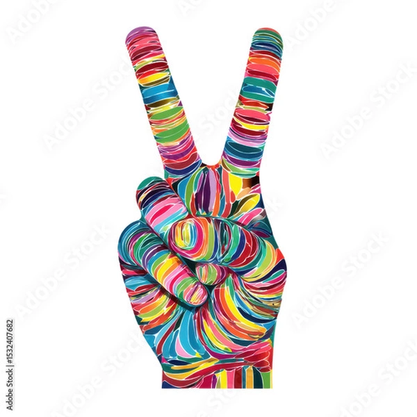 Fototapeta Vibrant Peace Sign: A multi-colored peace sign emerges, a splash of hope in a brushstroke of unity.