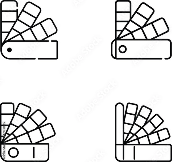 Fototapeta Minimalist Line Art Icons of Color Swatch Palettes in Grid Layout