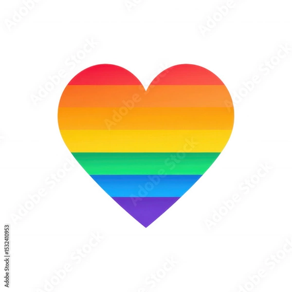 Fototapeta Rainbow Heart: A vibrant heart-shaped symbol designed with the colors of the rainbow flag, representing love, diversity, and pride.