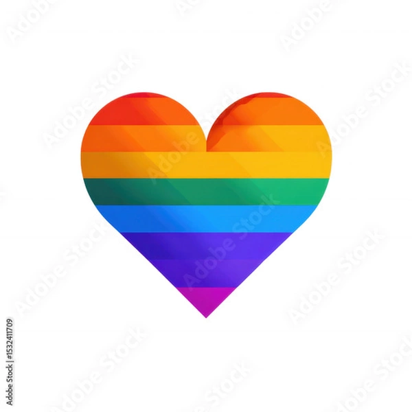 Fototapeta Love in Every Shade: A vibrant rainbow heart radiates positivity, hope, and unity, signifying love, acceptance, and the beauty of diversity.