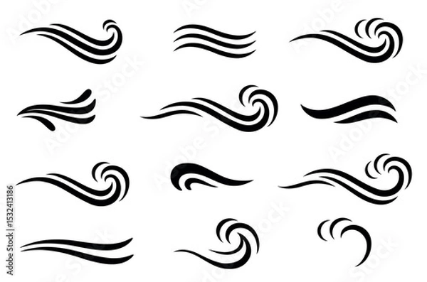 Obraz Waves water set icons, design elements