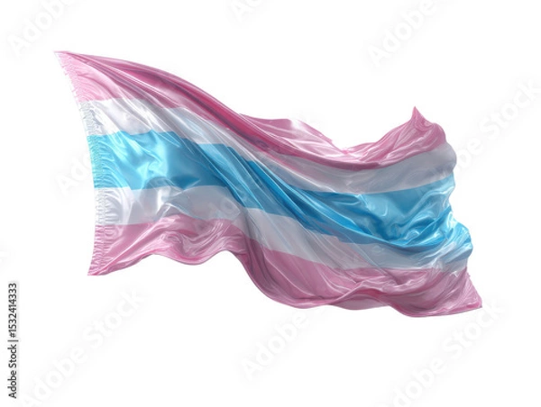 Fototapeta Transgender Flag Flowing: The transgender pride flag flutters gracefully in the wind, its pastel pink, blue, and stripes symbolize diversity, inclusion, and support.