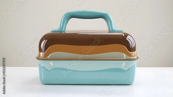 Fototapeta Stylish Multicolored Stackable Storage Container with Handle