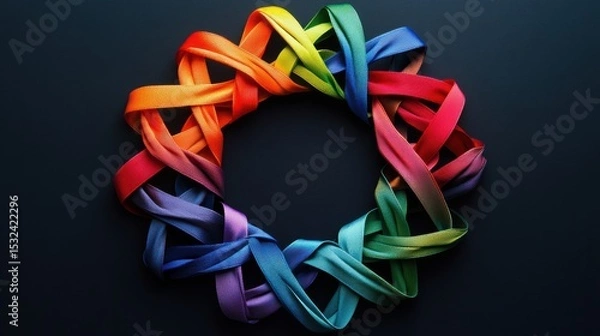 Obraz Colorful Ribbon Knots Arranged in a Circular Mandala