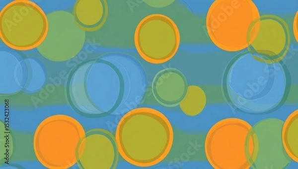 Fototapeta A modern gradient template with a horizontal orientation and abstract, trendy bright circles is available for use in creative graphic elements and designs