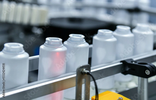 Fototapeta High speed counting and automatic tablet bottling machine in the pharmaceutical industry production line