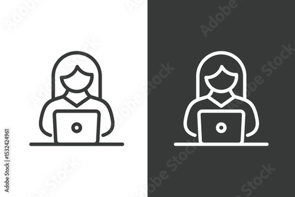 Fototapeta Online Tutor and Virtual Teaching Icon, Web Conference and E-Learning Illustration, logo design, virtual teaching icon, remote education, online instructor