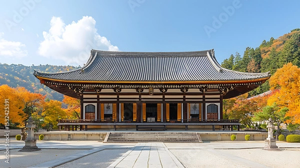 Fototapeta Daigo-ji temple with colorful maple trees in autumn, Kyoto, Japan