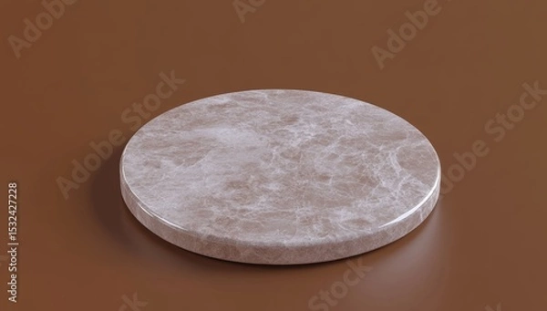 Obraz A podium with a soft orange and white colour scheme, geometric shapes, and a circular marble base for presenting and promoting products